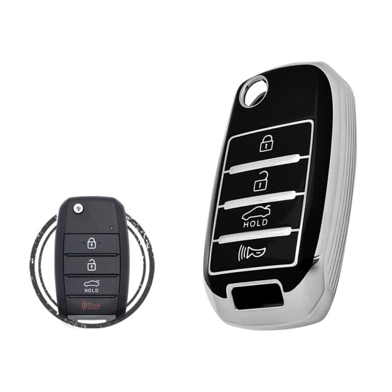 TPU Key Cover Case For KIA Soul Rio Sorento Optima Flip Key Remote 4 Button Black Chrome Color