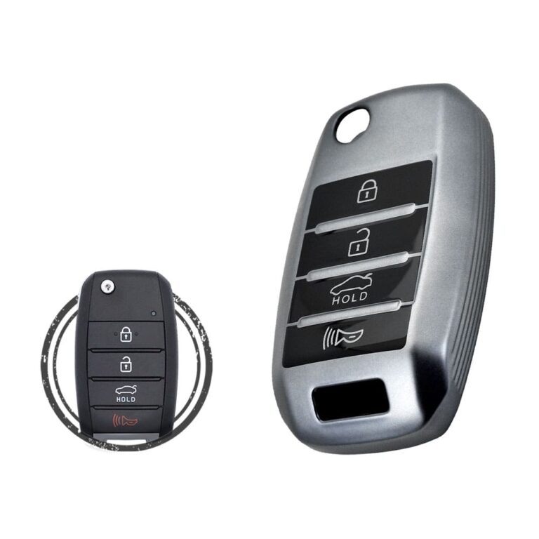 TPU Key Fob Cover Case For KIA Soul Rio Sorento Optima Flip Key Remote 4 Button BLACK Metal Color