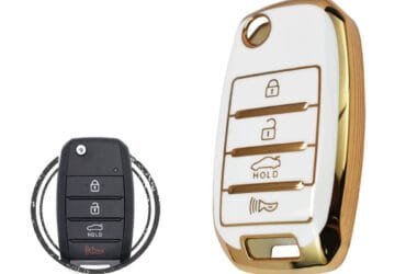 TPU Key Cover Case For KIA Soul Rio Sorento Optima Flip Key Remote 4 Button WHITE GOLD Color