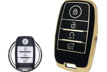 Coque en TPU pour clé intelligente KIA Seltos Sonet 4 boutons avec démarrage Couleur Noir et Or