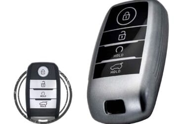 TPU Key Fob Cover Case For KIA Seltos Sonet Smart Key Remote 4 Button w/ Start BLACK Metal Color