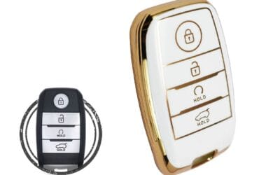 Coque en TPU pour clé intelligente KIA Seltos Sonet 4 boutons avec démarrage Blanc et Or