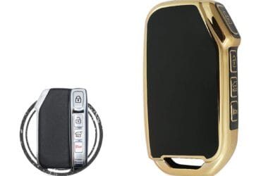 TPU Key Cover Case Protector For KIA Soul Telluride Sportage Smart Key Remote 4 Button BLACK GOLD Color
