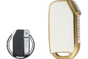 TPU Key Cover Case For KIA Soul Telluride Sportage Smart Key Remote 4 Button WHITE GOLD Color