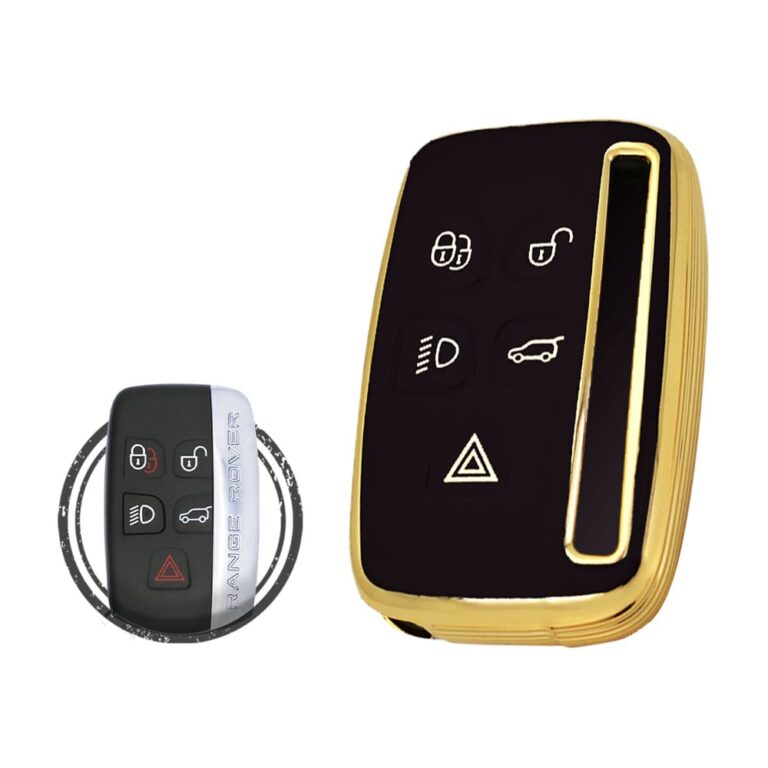 TPU Key Cover Case Protector For Land Rover Range Rover Smart Key 5 Button BLACK GOLD Color