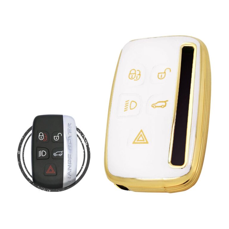 TPU Key Cover Case For Land Rover Range Rover Smart Key Remote 5 Button WHITE GOLD Color