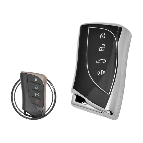 TPU Key Cover Case For Lexus ES350 GX460 UX250 Smart Key Remote 4 Button Black Chrome Color