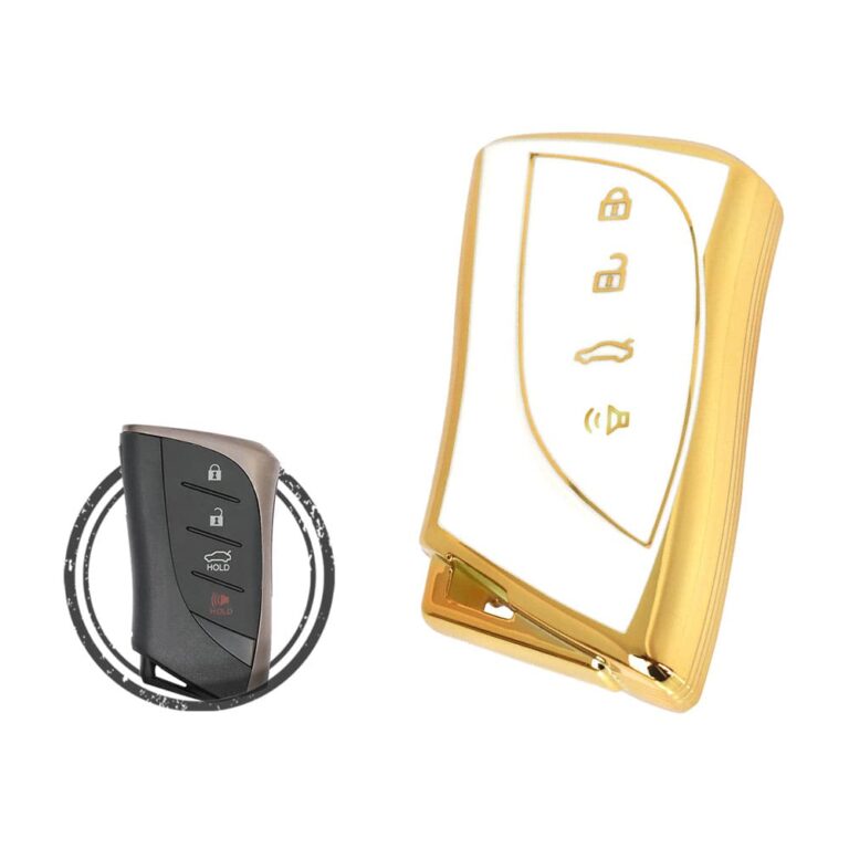 TPU Key Cover Case For Lexus ES350 GX460 UX250 Smart Key Remote 4 Button WHITE GOLD Color