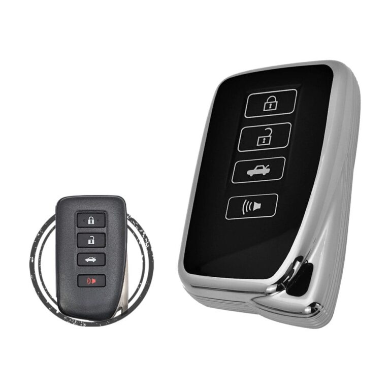 TPU Key Cover Case For Lexus GS IS RC RX Smart Key Remote 4 Button Black Chrome Color