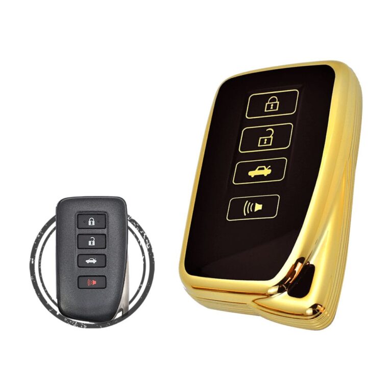 TPU Key Cover Case Protector For Lexus GS IS RC RX Smart Key Remote 4 Button BLACK GOLD Color