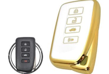 TPU Key Cover Case For Lexus GS IS RC RX Smart Key Remote 4 Button WHITE GOLD Color