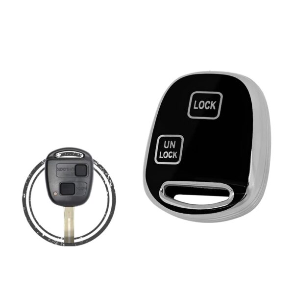 TPU Key Cover Case For Lexus ES SC LX RX Remote Head Key 2 Button Black Chrome Color