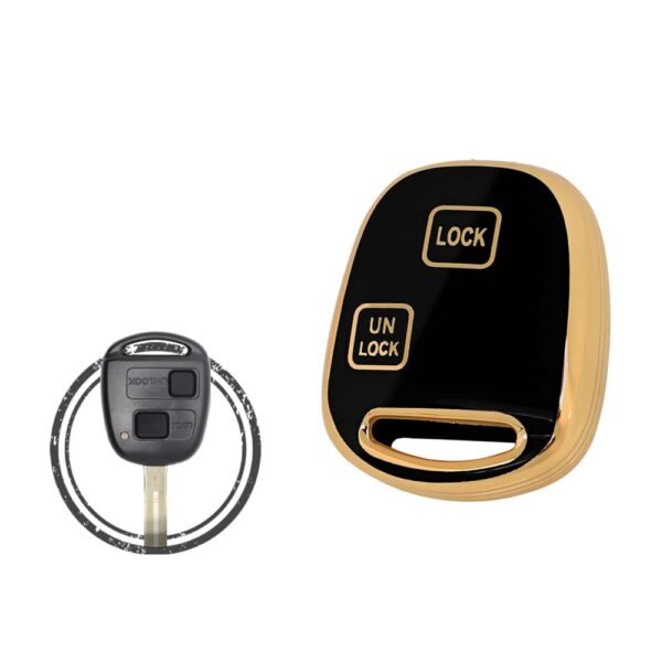 TPU Key Cover Case Protector For Lexus ES SC LX RX Remote Head Key 2 Button BLACK GOLD Color
