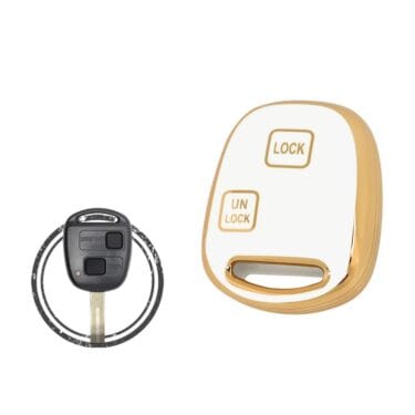 TPU Key Cover Case For Lexus ES SC LX RX Remote Head Key 2 Button WHITE GOLD Color