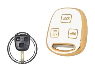 TPU Key Cover Case For Lexus ES GS LS IS RX Remote Head Key 3 Button WHITE GOLD Color
