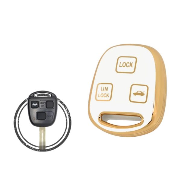 TPU Key Cover Case For Lexus ES GS LS IS RX Remote Head Key 3 Button WHITE GOLD Color