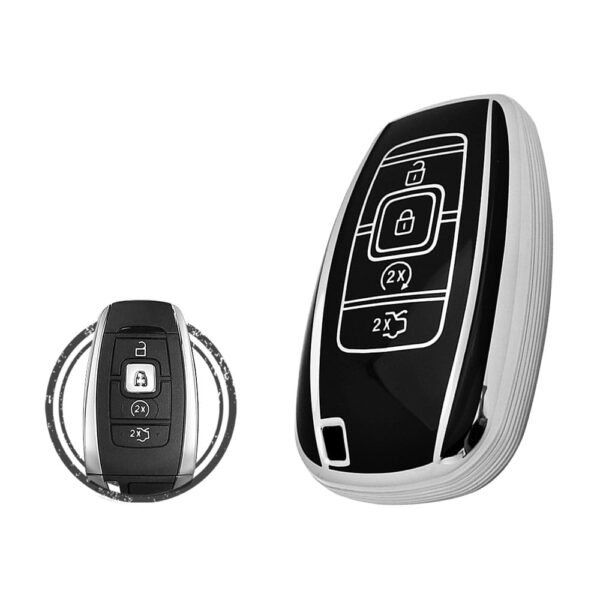 TPU Key Cover Case For Lincoln MKZ MKX MKC Smart Key Remote 4 Button Black Chrome Color