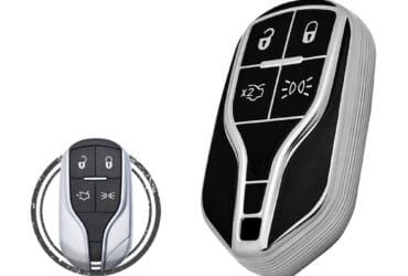 Coque en TPU pour clé intelligente Maserati Ghibli Quattroporte 4 boutons Couleur blanc et or