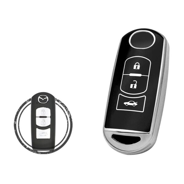 TPU Key Cover Case For Mazda 3 6 CX-5 CX-9 Smart Key Remote 3 Button Black Chrome Color