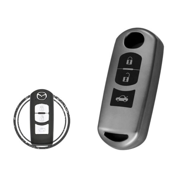 TPU Key Fob Cover Case For Mazda 3 6 CX-5 CX-9 Smart Key Remote 3 Button BLACK Metal Color
