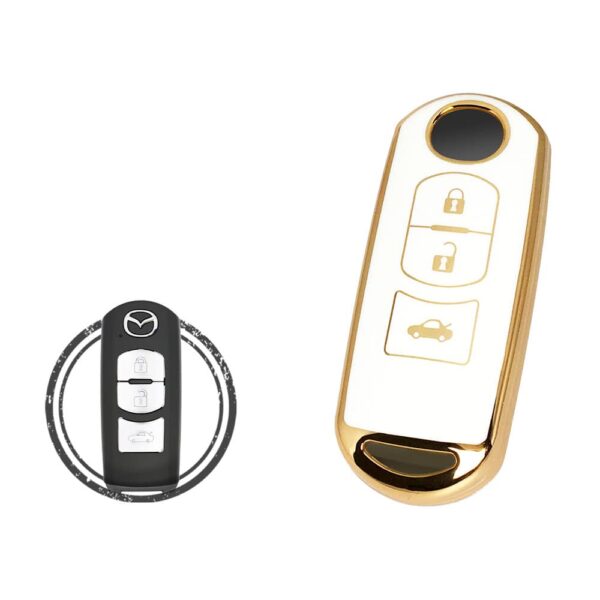 TPU Key Cover Case For Mazda 3 6 CX-5 CX-9 Smart Key Remote 3 Button WHITE GOLD Color