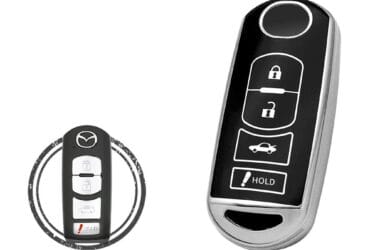 TPU Key Cover Case For Mazda 3 6 CX-5 CX-9 Smart Key Remote 4 Button Black Chrome Color