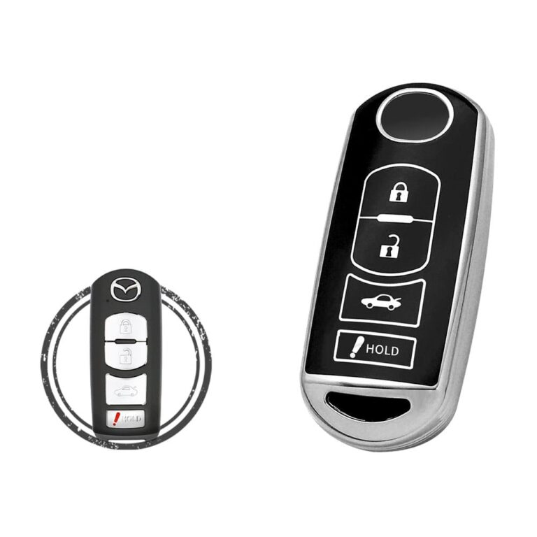 TPU Key Cover Case For Mazda 3 6 CX-5 CX-9 Smart Key Remote 4 Button Black Chrome Color