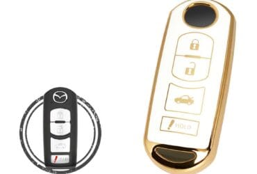 TPU Key Cover Case For Mazda 3 6 CX-5 CX-9 Smart Key Remote 4 Button WHITE GOLD Color