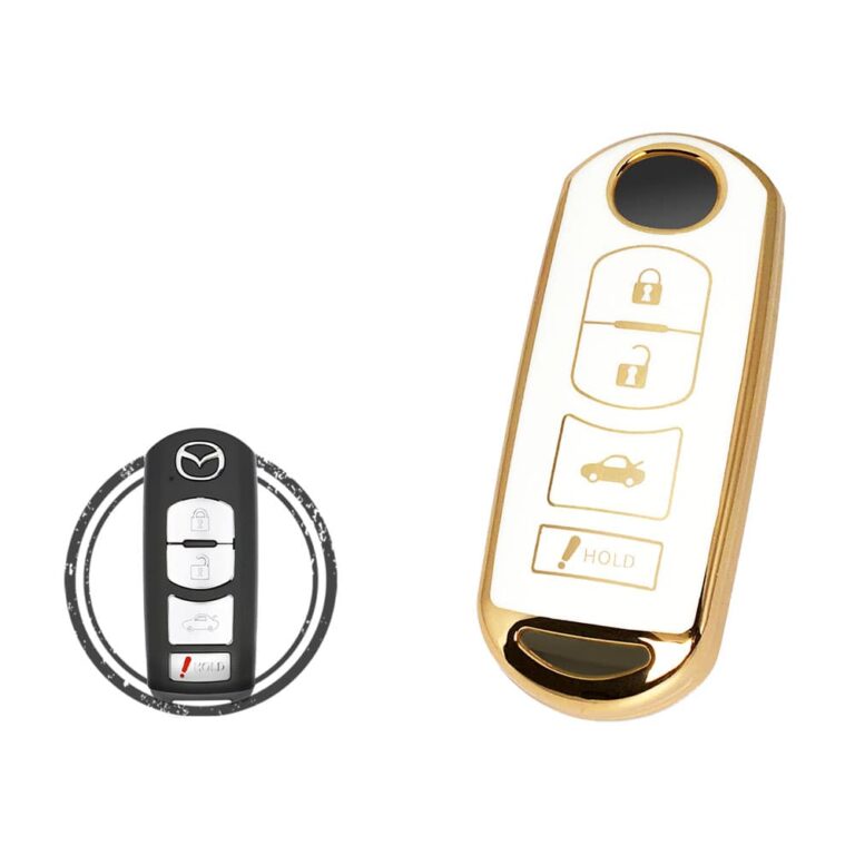 TPU Key Cover Case For Mazda 3 6 CX-5 CX-9 Smart Key Remote 4 Button WHITE GOLD Color