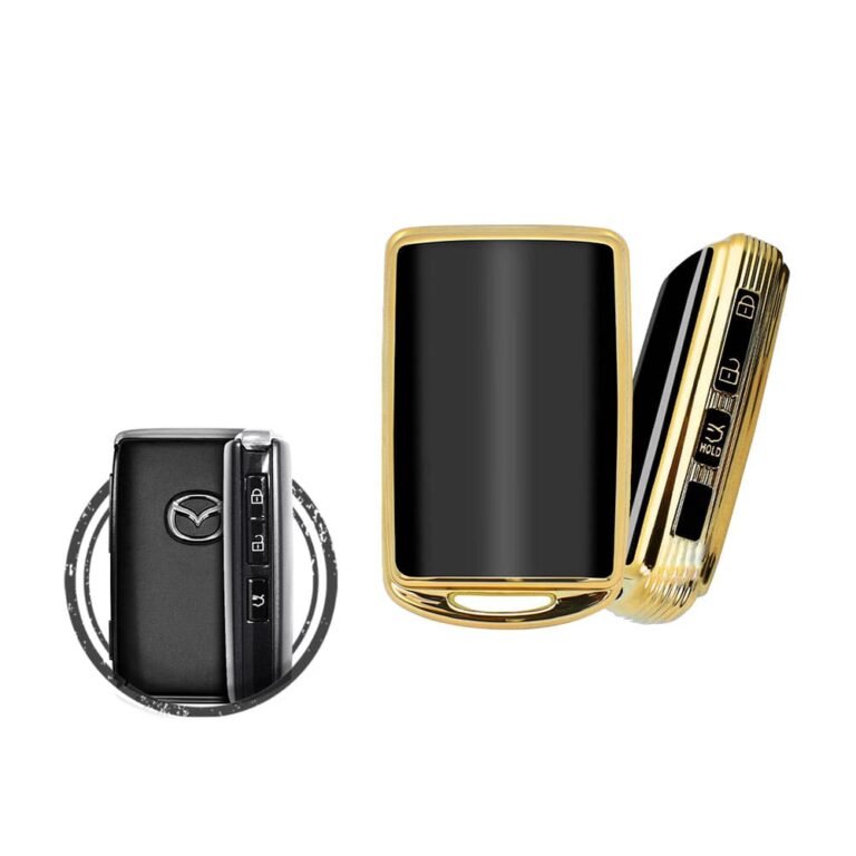 TPU Key Cover Case Protector For Mazda 3 / CX-30 Smart Key Remote 3 Button BLACK GOLD Color