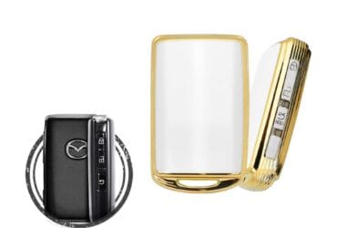 Coque en TPU pour clé intelligente Mazda 3 / CX-30 3 boutons Couleur blanc et or