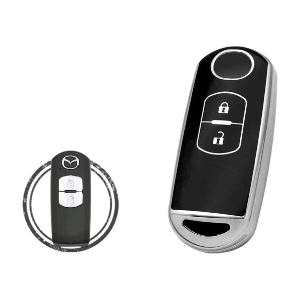 TPU Key Cover Case For Mazda 3 CX-5 CX-7 Smart Key Remote 2 Button Black Chrome Color