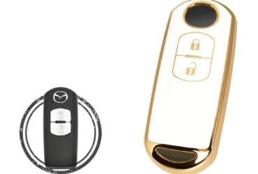 TPU Key Cover Case For Mazda 3 CX-5 CX-7 Smart Key Remote 2 Button WHITE GOLD Color