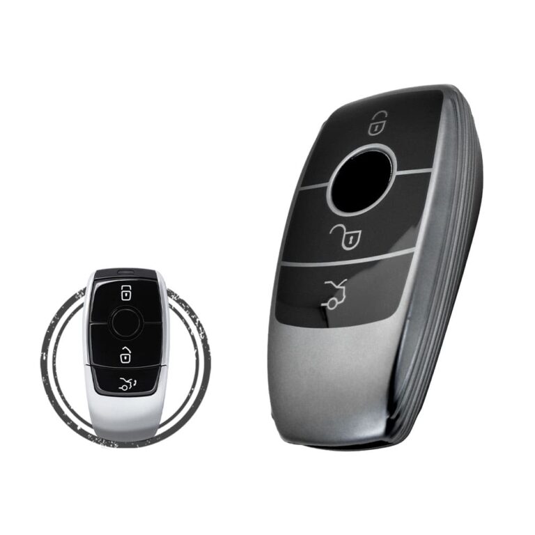 TPU Car Key Cover Case For Mercedes Benz E-Series Smart Key Remote 3 Button BLACK Metal Color