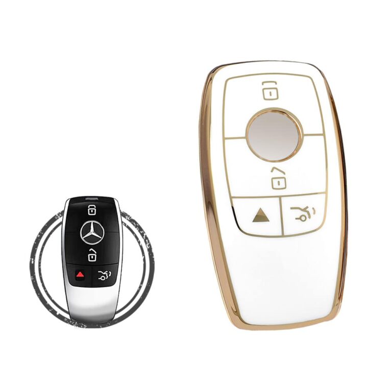 TPU Car Key Cover Case For Mercedes Benz A-Class C-Class S-Class E-Class Smart Key Remote 4 Button WHITE GOLD Color