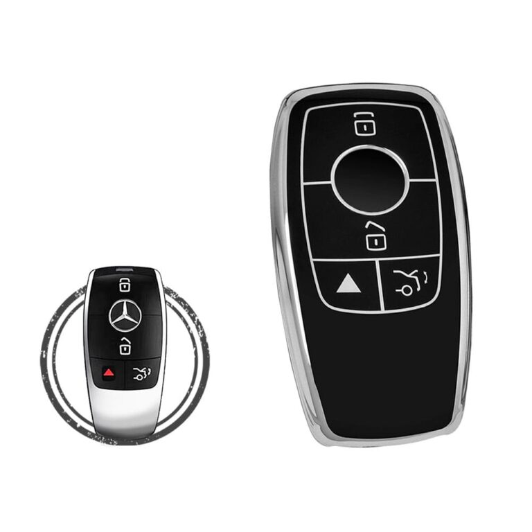 TPU Key Cover Case For Mercedes Benz A-Class C-Class E-Class S-Class Smart Key Remote 4 Button Black Chrome Color