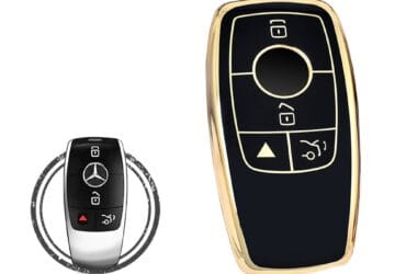TPU Car Key Cover Case For Mercedes Benz E-Series S-Class Smart Key Remote 4 Button BLACK GOLD Color