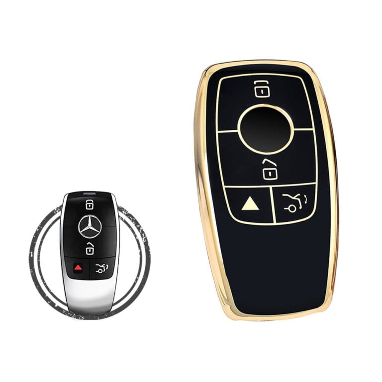 TPU Car Key Cover Case For Mercedes Benz E-Series S-Class Smart Key Remote 4 Button BLACK GOLD Color