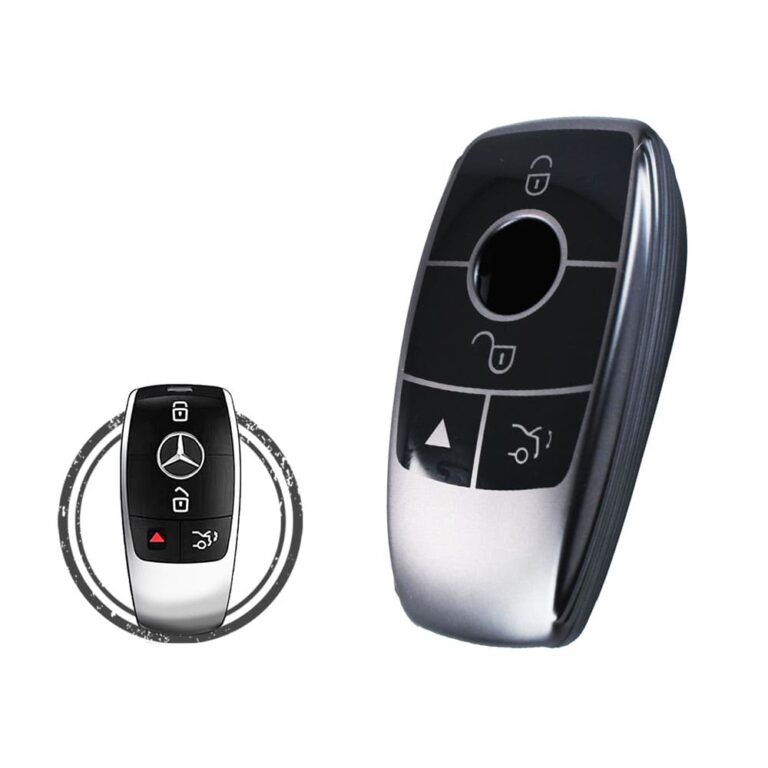 TPU Car Key Cover Case For Mercedes Benz E-Series C-Class Smart Key Remote 4 Button BLACK Metal Color