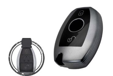 TPU Car Key Cover Case Compatible With Mercedes Benz Remote Key 2 Buttons BLACK Metal Color