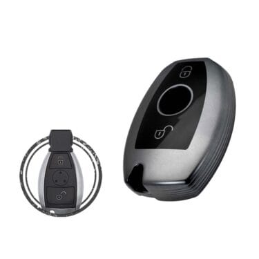TPU Car Key Cover Case Compatible With Mercedes Benz Remote Key 2 Buttons BLACK Metal Color