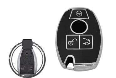 TPU Car Key Cover Case Compatible With Mercedes Benz Remote Key 3 Buttons Black Chrome Color