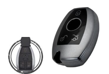 TPU Car Key Cover Case Compatible With Mercedes Benz Remote Key 3 Buttons BLACK Metal Color