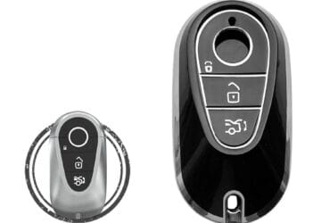 TPU Key Cover Case For Mercedes Benz S-Class Smart Key Remote 3 Button Black Chrome Color