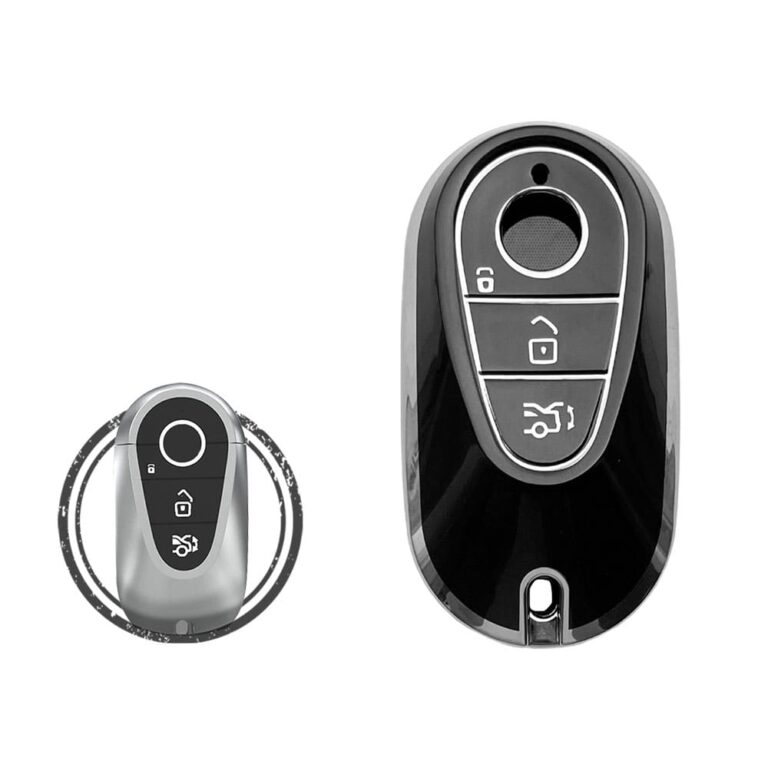 TPU Key Cover Case For Mercedes Benz S-Class Smart Key Remote 3 Button Black Chrome Color