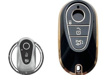 TPU Car Key Cover Case For Mercedes Benz S-Class Smart Key Remote 3 Button BLACK GOLD Color