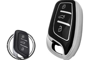 TPU Key Cover Case For MG HS Smart Key Remote 3 Button Black Chrome Color