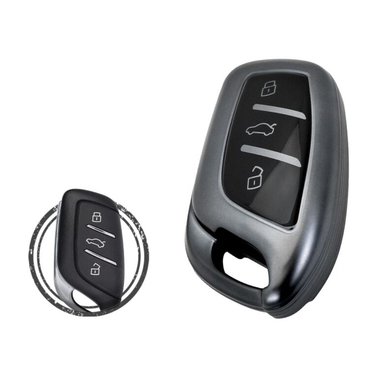 TPU Key Fob Cover Case For MG HS Smart Key Remote 3 Button BLACK Metal Color