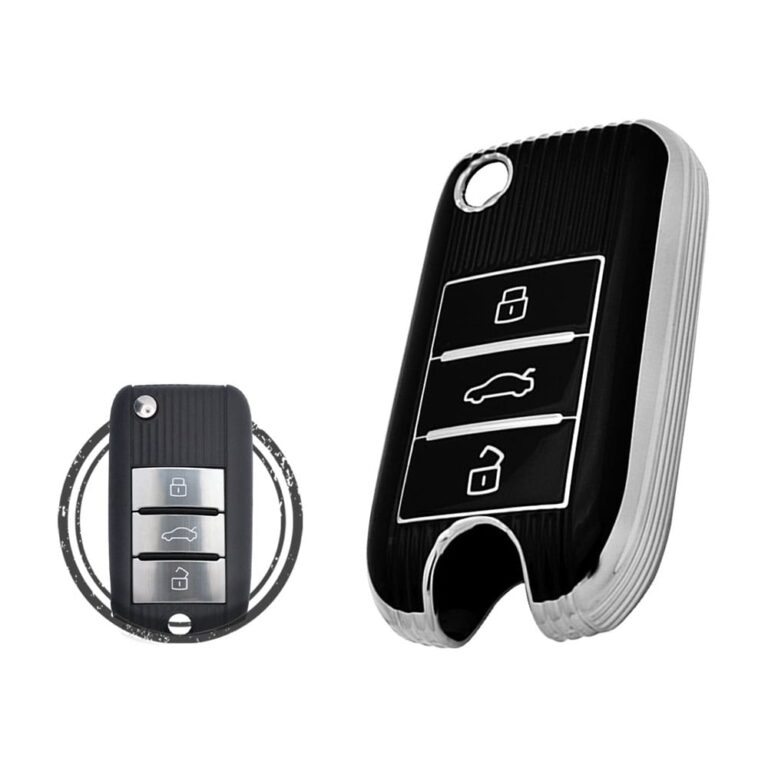 TPU Key Cover Case For MG ZS MG5 Smart Flip Key Remote 3 Button Black Chrome Color