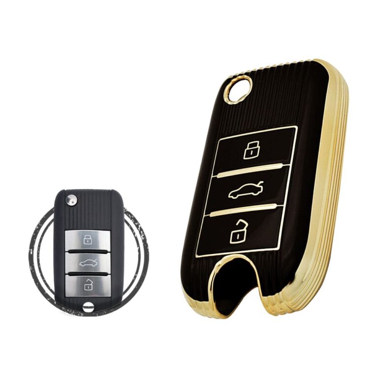TPU Key Cover Case Protector For MG ZS MG5 Smart Flip Key Remote 3 Button BLACK GOLD Color